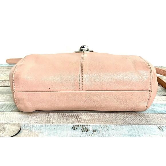DANIER PALE PINK GENUINE LEATHER TURN LOCK X-BODY SHOULDER BAG HANDBAG MESSENGER - Picture 8 of 11